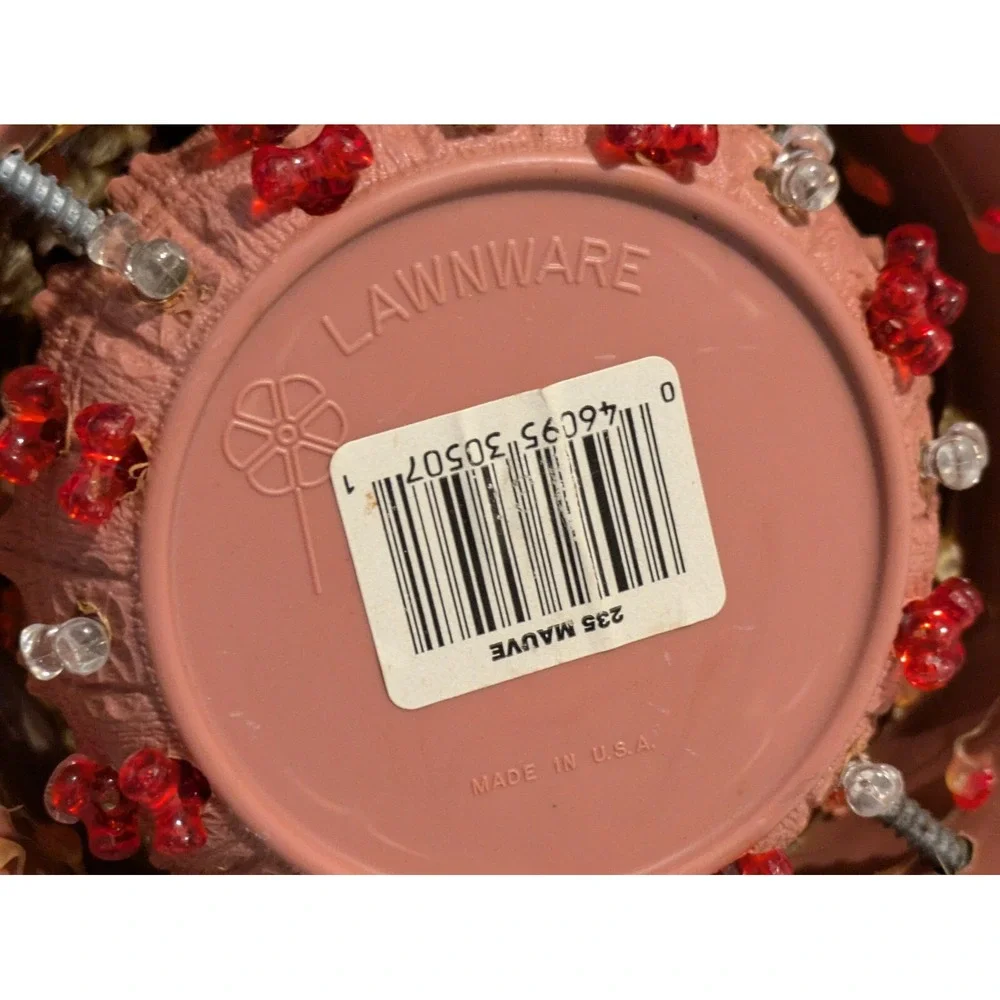 1970s Lawnware Hanging Swag Patio RV Camper Flower Pot Light Brown Red 5.5 In